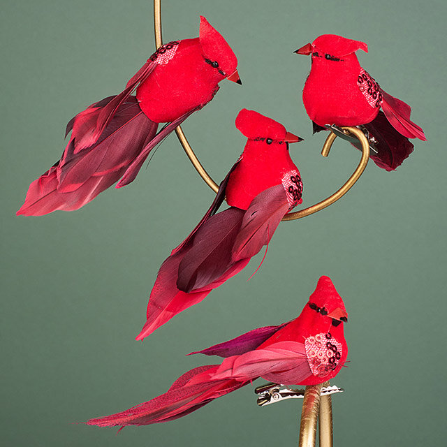 Елочная игрушка Кардинал Long Clawson 11 см 4 шт клипса Winter Deco 1000372