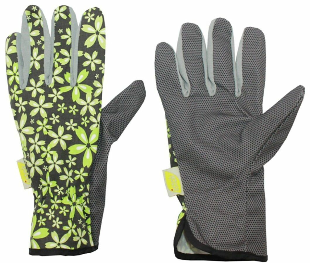 Садовые перчатки хлопчатобумажные с ПВХ зеленые размер L