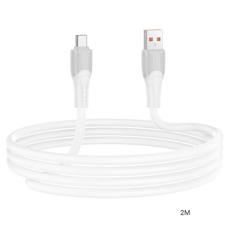 Кабель USB-Type C X106 Big Bull, для быстрой зарядки, 5A, белый, плоский — фото 1