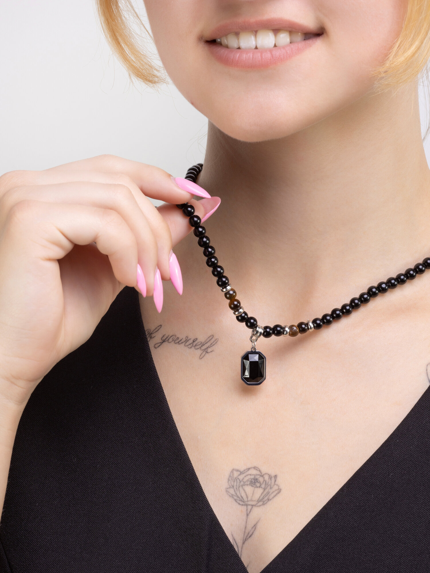 Чокер Цветные решения, длина 50 см, черный/коричневый — фото 1