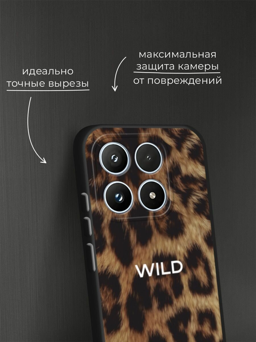 Черный матовый чехол на Xiaomi 17 / Сяоми 17 с принтом Wild на леопарде — фото 1
