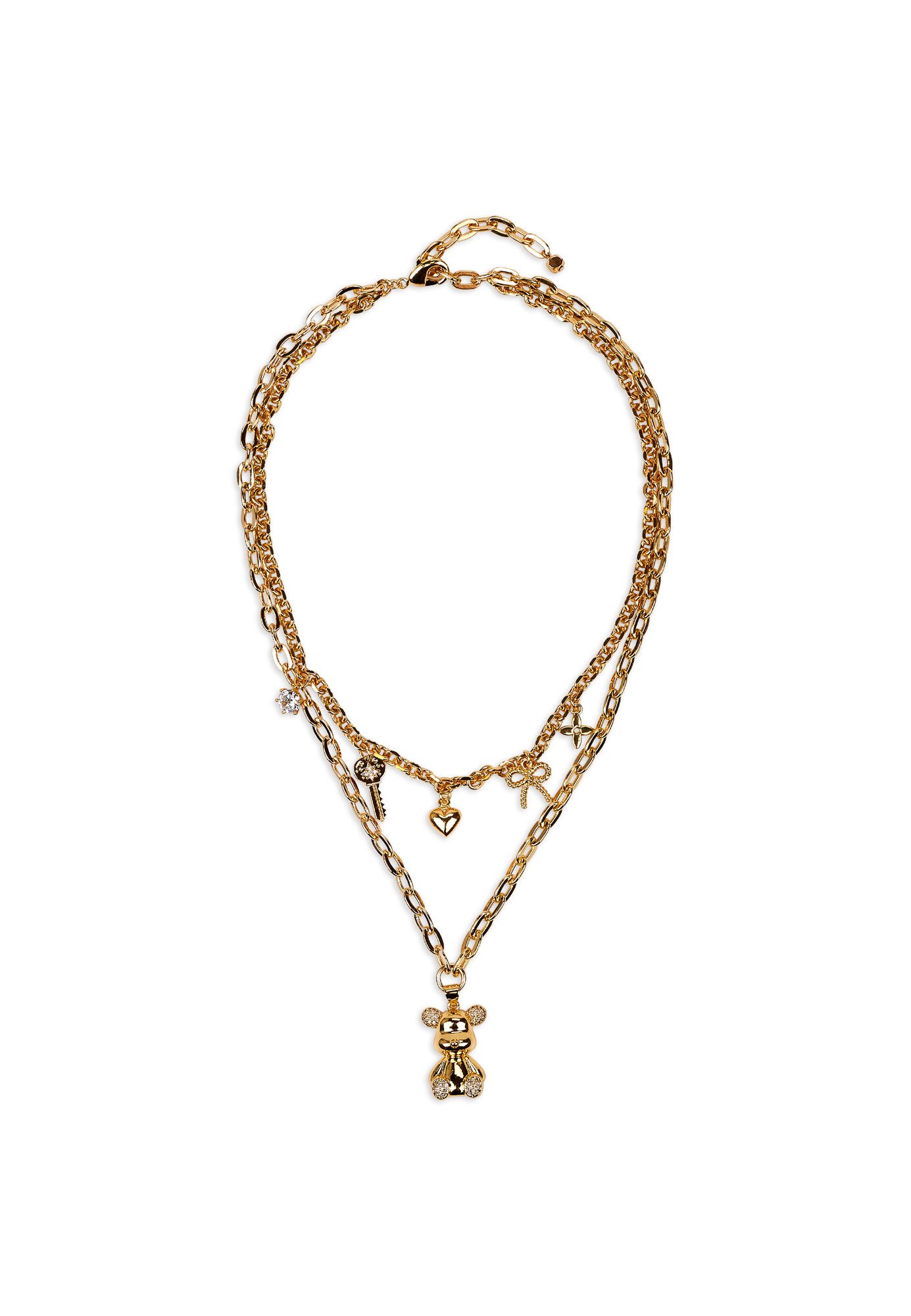 Колье YAROSLAVNA, циркон, гематит, длина 40 см, золотой