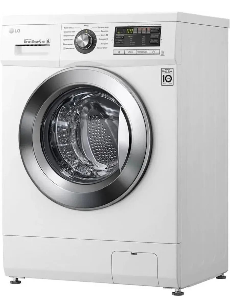 Стиральная машина LG F-1096ND3, серебристая, 6 кг, с дисплеем