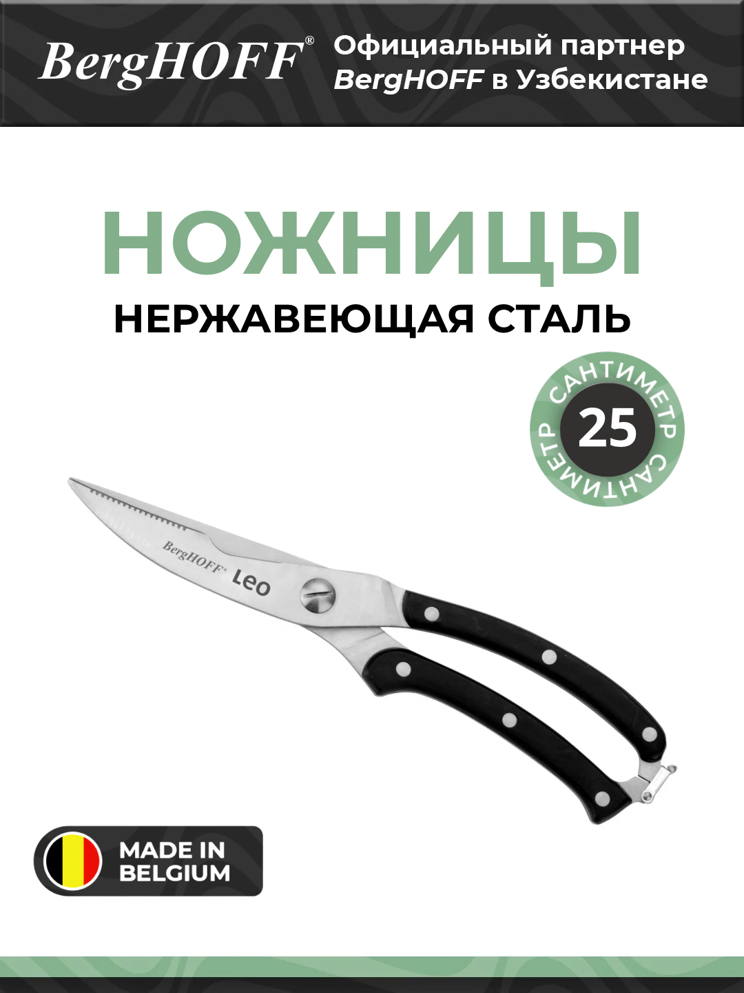Ножницы BergHOFF "Leo Graphite", нержавеющая сталь, черные, 25см