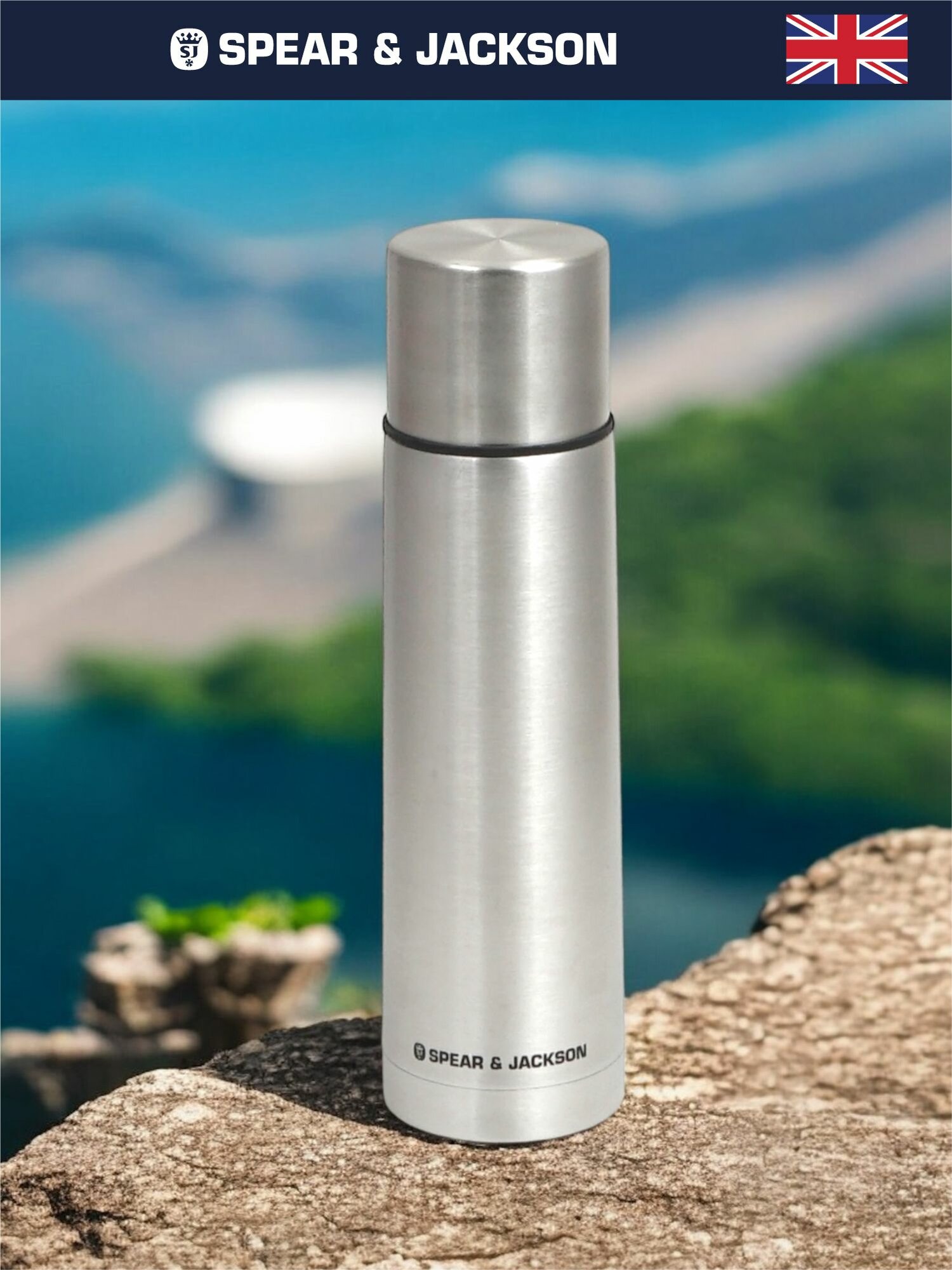 Термос Spear & Jackson, для чая, с кружкой и крышкой-клапаном, нержавеющая сталь, 750 мл — фото 1