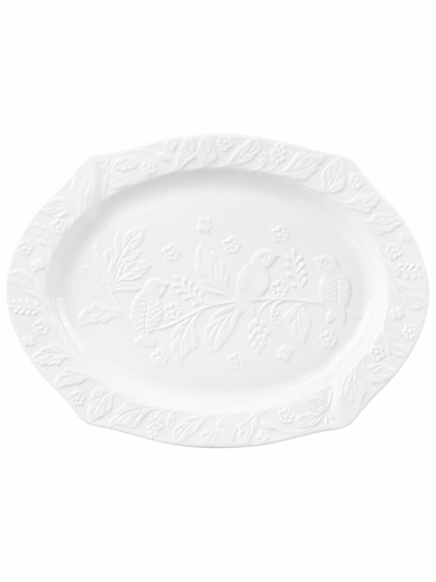 Блюдо сервировочное 30,5х23х2 см Elan Gallery Птички на ветке, фарфор — фото 1