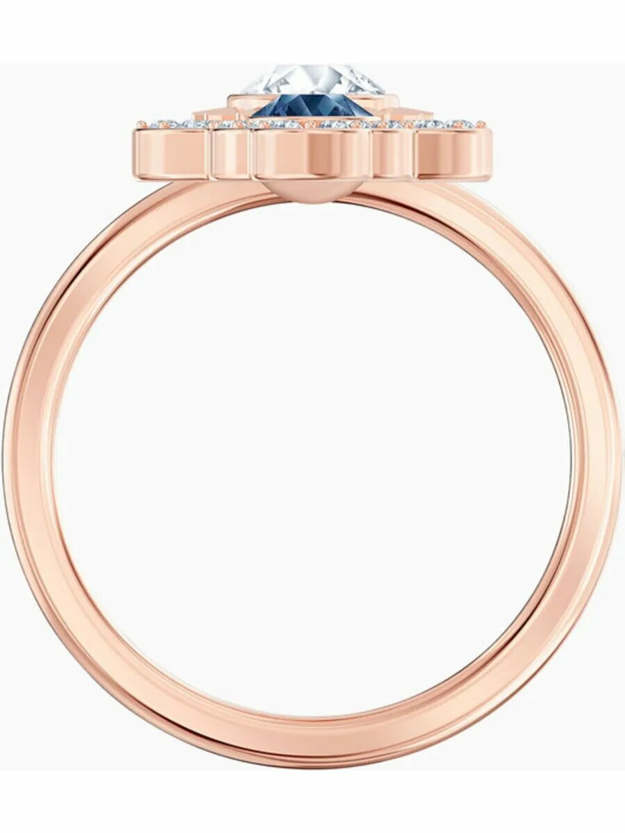 Кольцо помолвочное SWAROVSKI, кристаллы Swarovski, размер 16, синий, золотой — фото 1