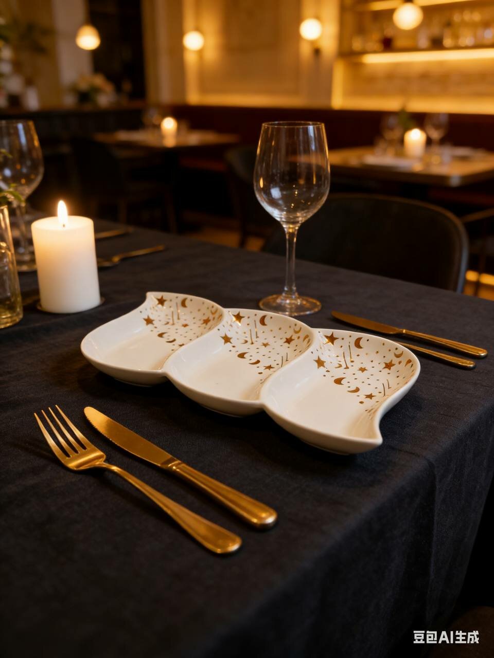 Необычная тарелка "мусульманский узор", фарфор, с декором, белая с золотом, 1 шт, 25 см