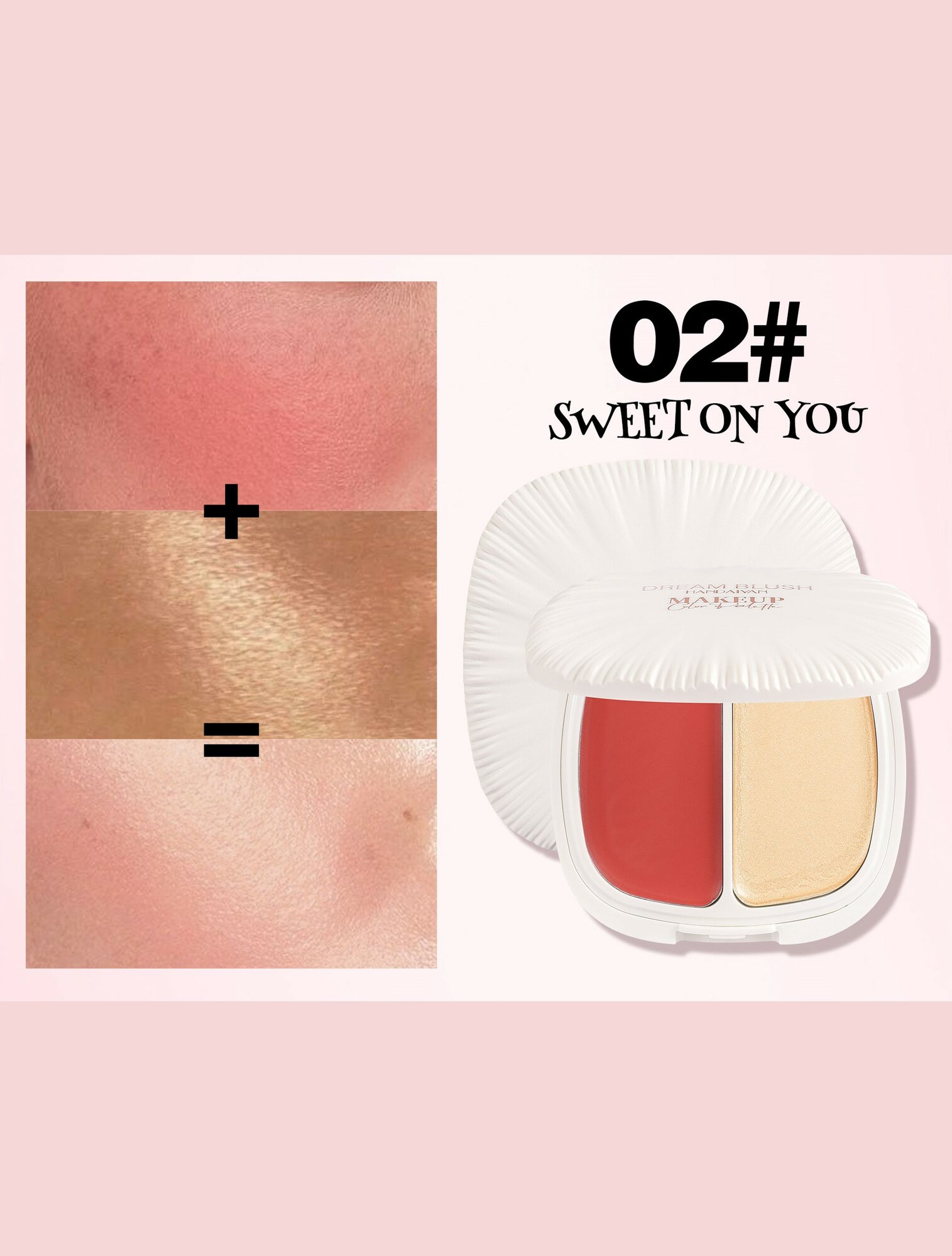 Палетка кремовых румян HANDAIYAN, хайлайтер, 2-в-1, персиковые — фото 1