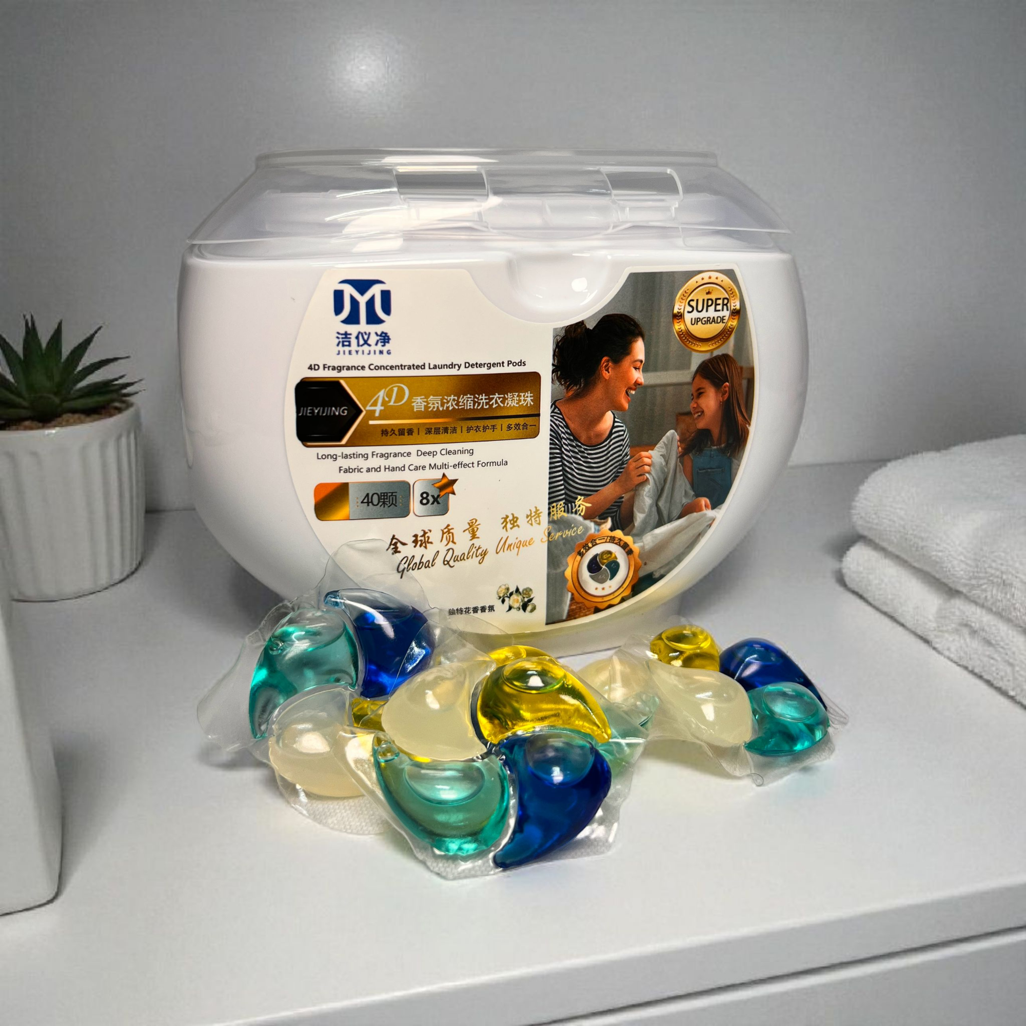 JIAXI 4D гелевые капсулы для стирки 40 шт – антибактериальный эффект и свежий аромат
