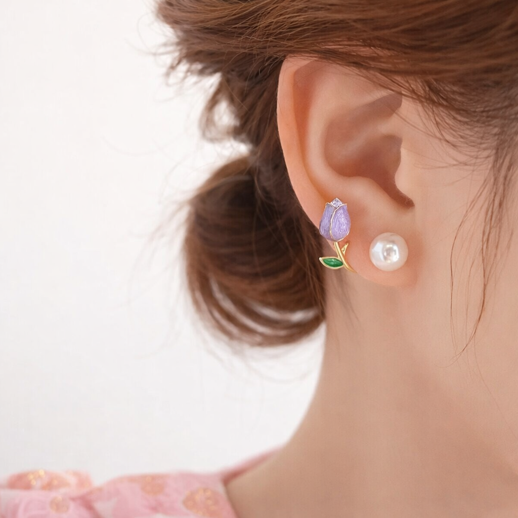 Серьги пусеты, жемчуг имитация