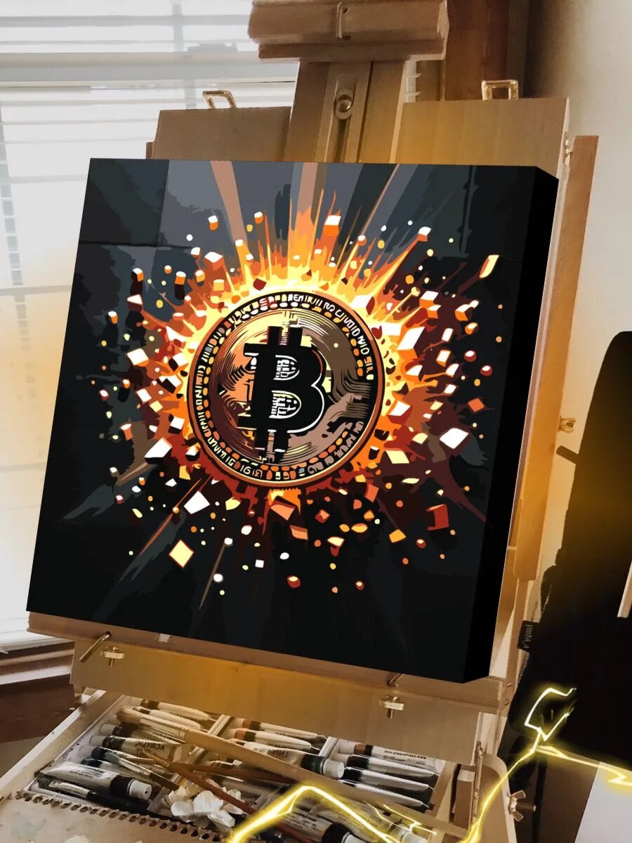 Биткоин картина по номерам на холсте — фото 1