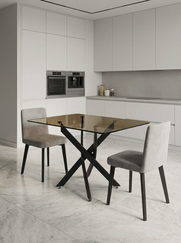 Изображение товара Стеклянный стол для кухни Рим 10 бронза/черный (1100х750 мм)