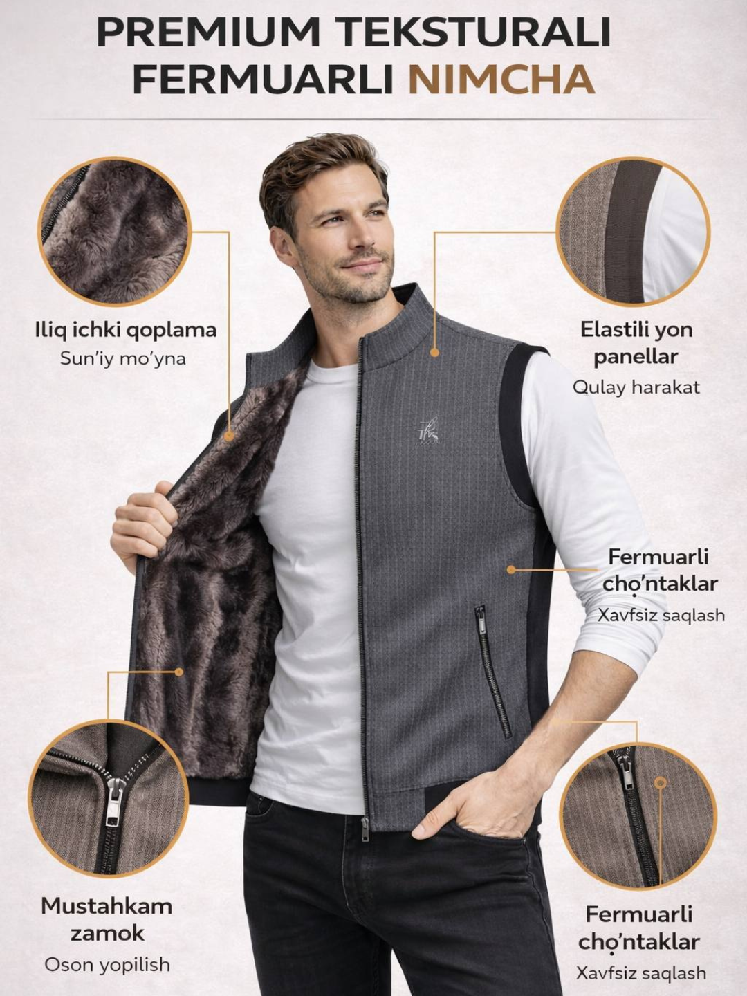 Жилет Жилет мужской тёплый на молнии, повседневный, с карманами, утеплённый