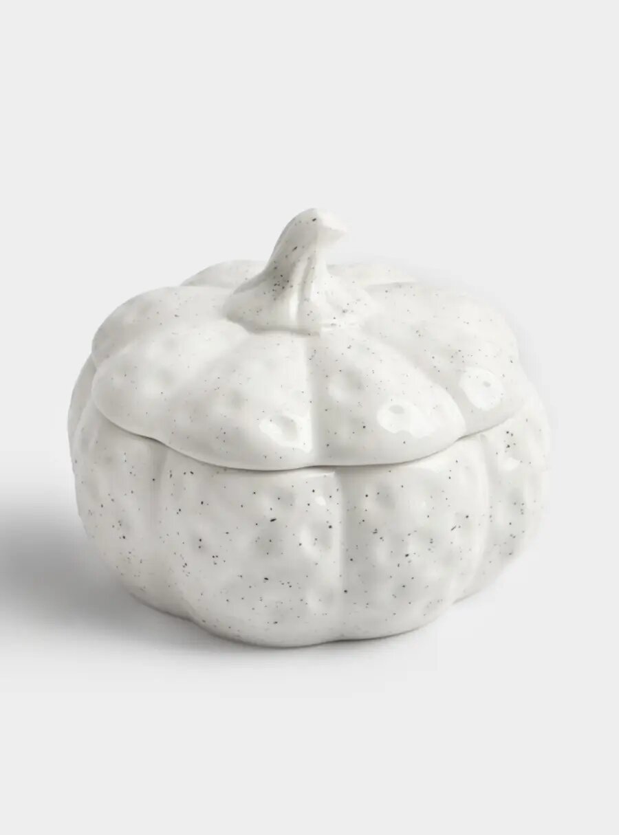 Емкость для хранения, 18х16 см, 1,3 л, керамика D, белая, в крапинку, Тыква, Light pumpkin
