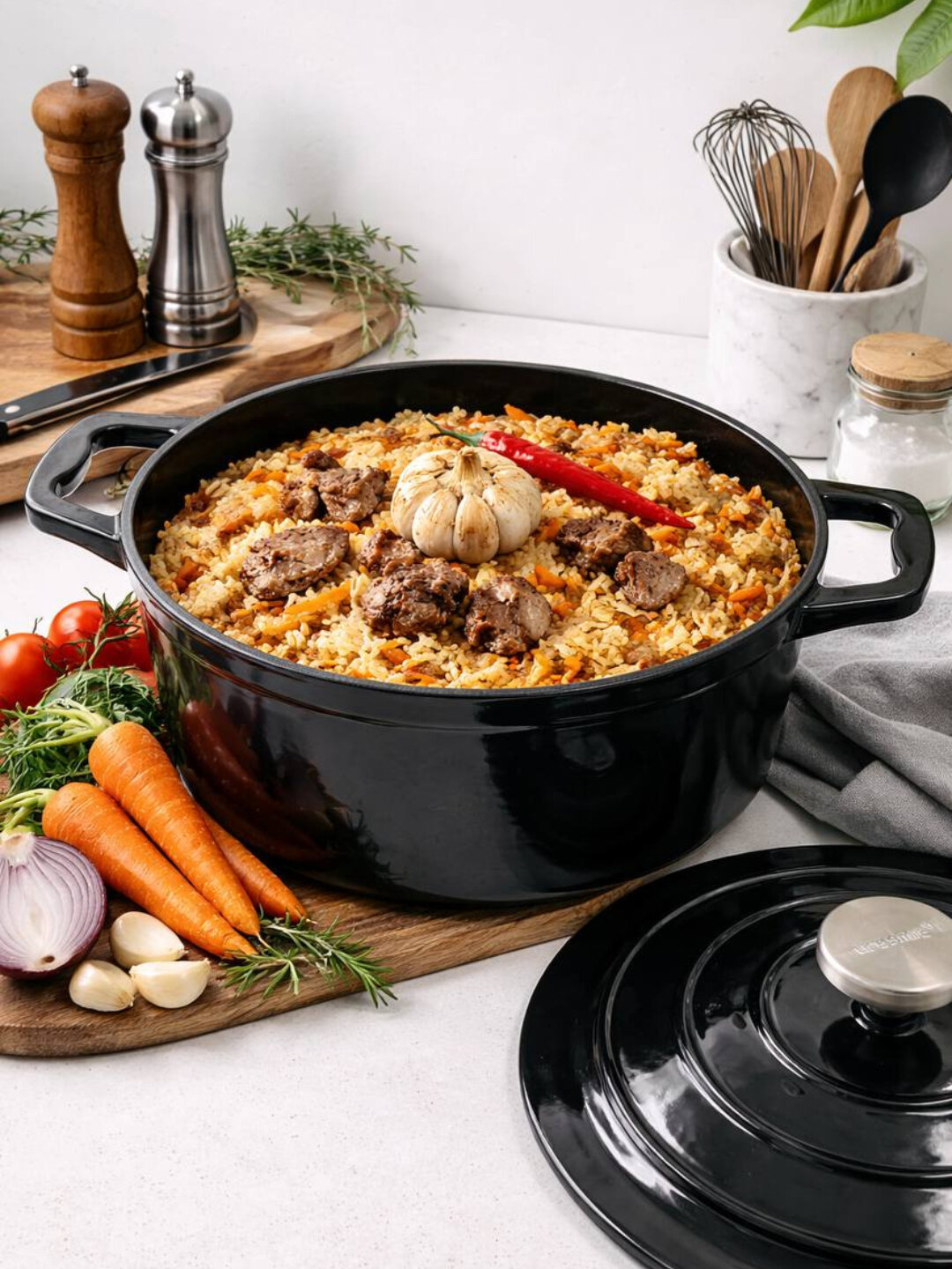 Эмалированный чугунный казан Life Smile с крышкой, для индукции, 2,5–6,2 литра - 2,5 литр