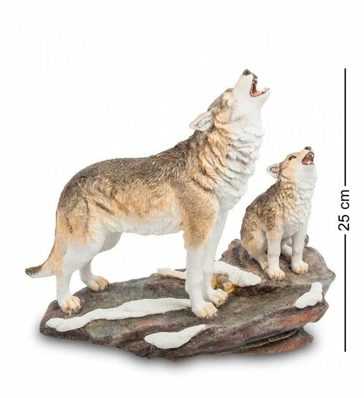Статуэтка Волк с детенышем, 25*26*16см, полистоун, цвет бежевый — фото 1