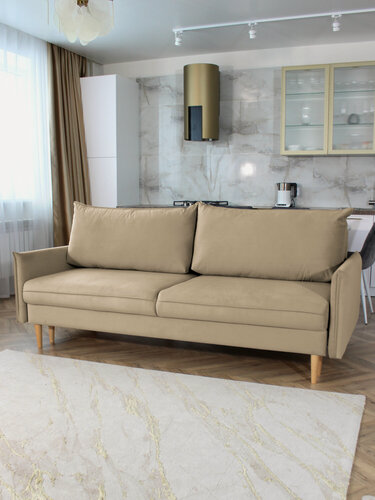 Изображение товара Диван-кровать Фьорд бежевый, механизм Тик-так, 214х98х80 см, Спальное место 147х198 см