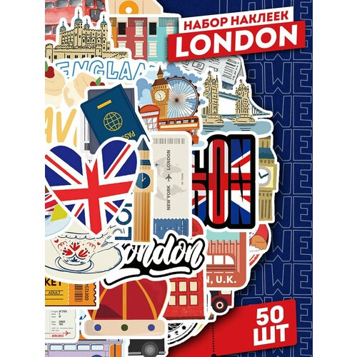 фото Набор самоклеящихся виниловых наклеек достопримечательности london england 50 шт lawe