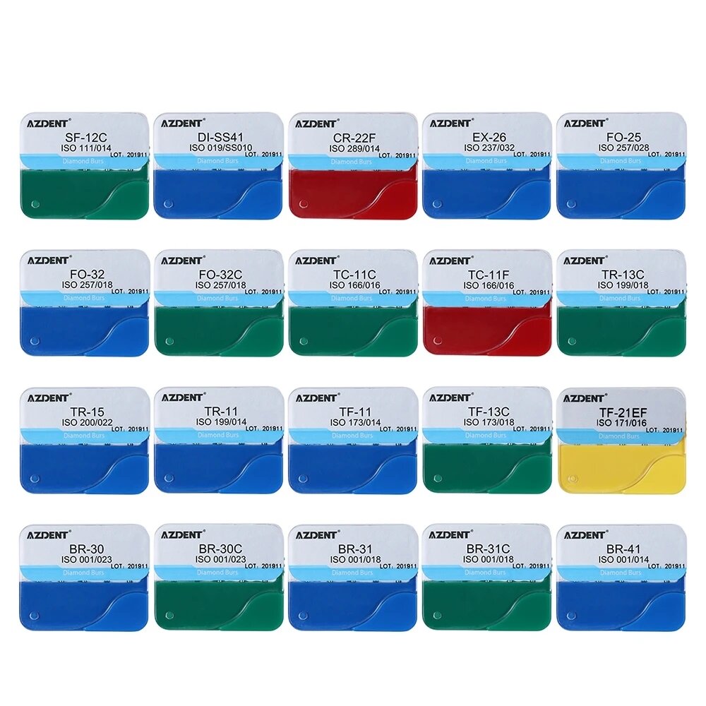 AZDENT алмазные боры FG 1.6 мм, 20 Kits B Set