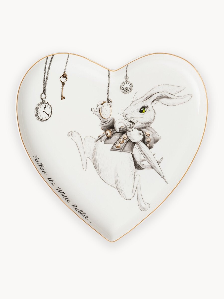 Тарелка Lefard "Wonderland", обеденная, в виде сердца, фарфоровая, диаметр: 21,5 см.