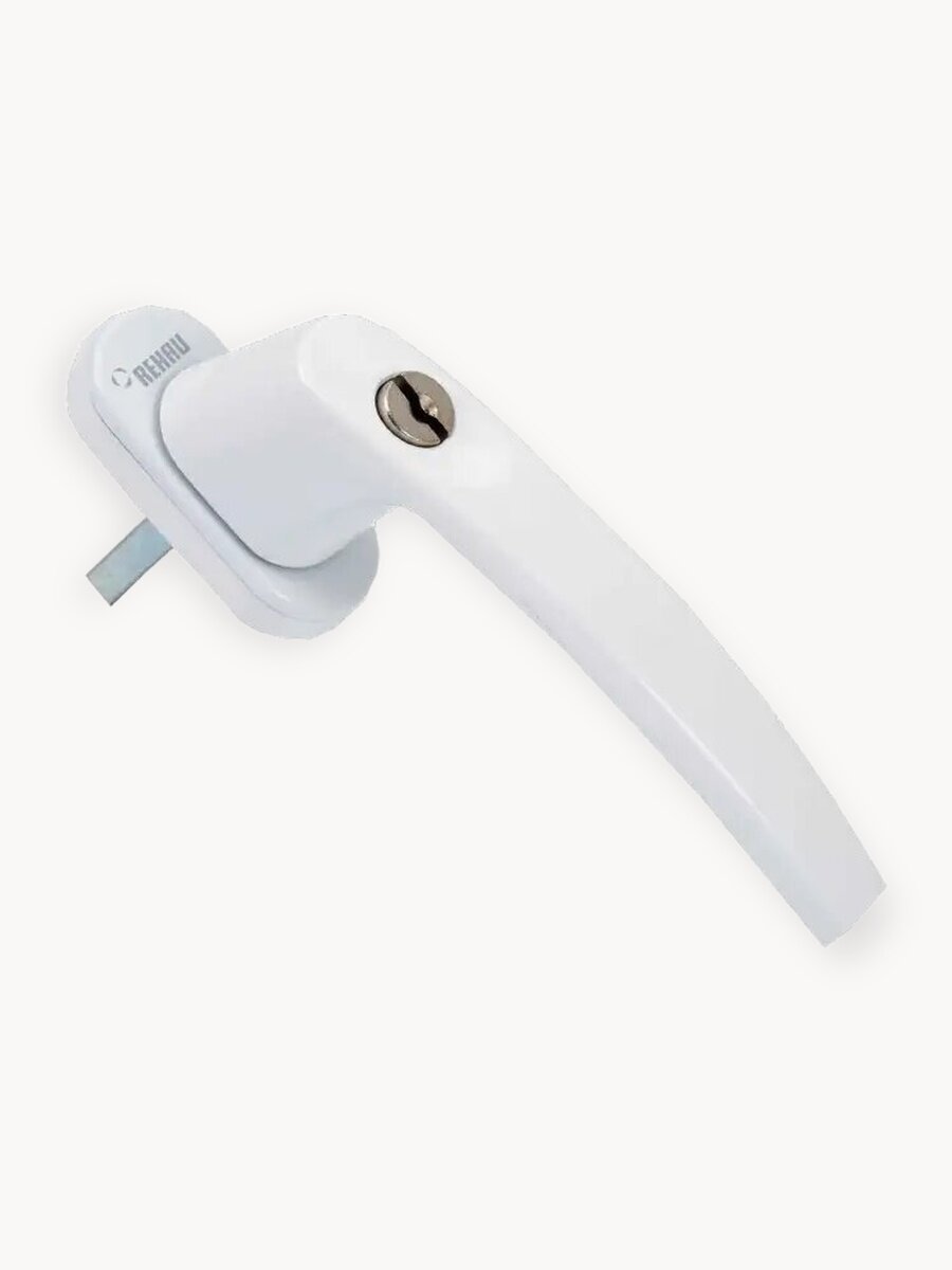 Ручка оконная с замком REHAU CAMEA для пластиковых окон / для балконной двери , белая