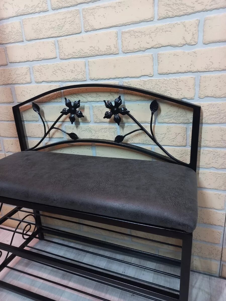 Кованая банкетка №04, Студия кованой мебели Нива, цвет средне-серый — фото 1