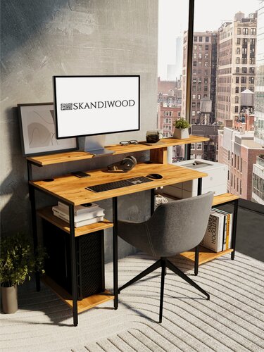 Изображение товара Стол письменный, компьютерный, рабочий для дома, офиса и школьника SKANDIWOOD 140x57x90 см