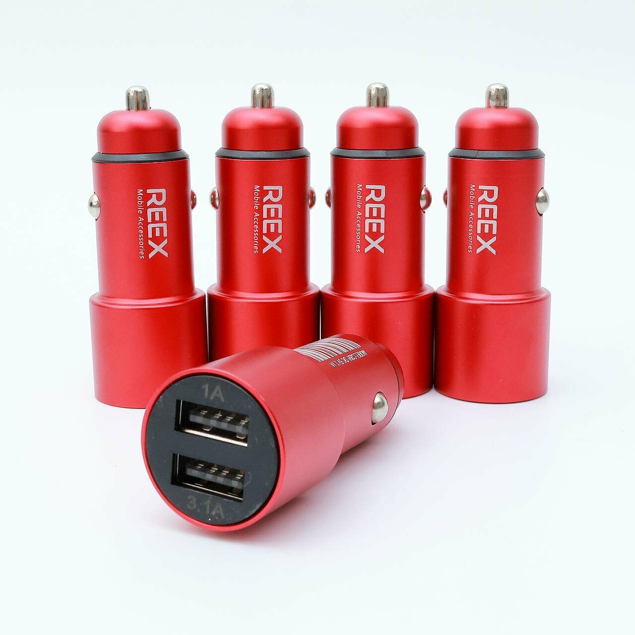Автомобильное зарядное устройство C059, 2 USB-порта, быстрое, универсальное, красное