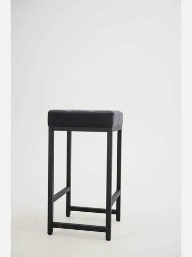 Изображение товара Полубарный стул для кухни без спинки сварной, металлический, велюр, черный