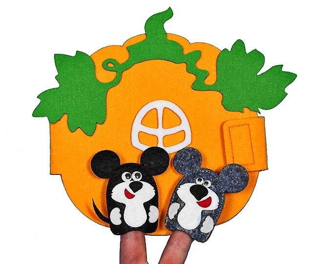Пальчиковый театр SmileDecor "Чудо-Дом "Тыква", 19х21х7 см, 2 мышата, 19x21x7 см