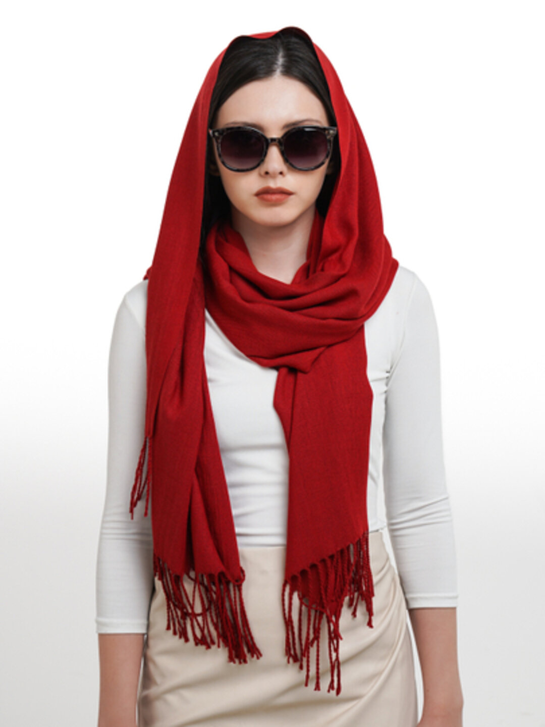 Шарф Cashmir cashmere для девочек и женщин,200х70 см, one size, красный