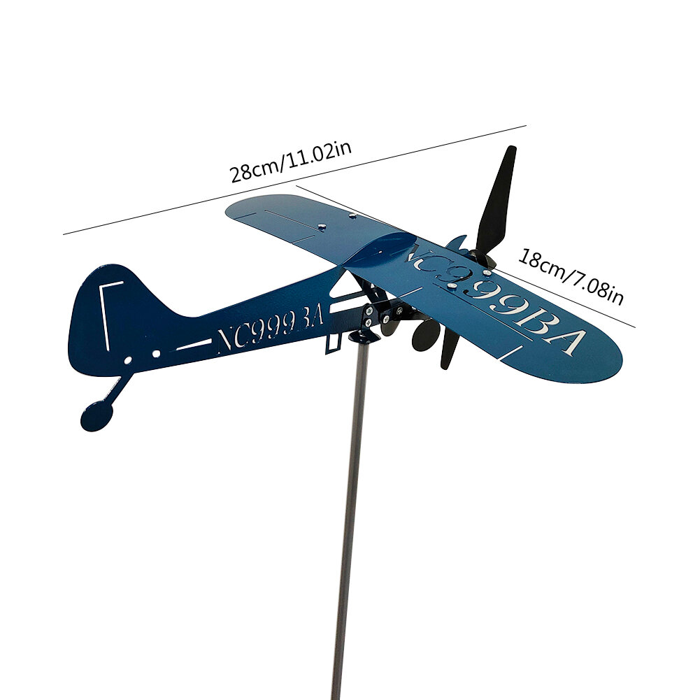 Металлический самолёт NC999BA - флюгер 20см (синий) — фото 1