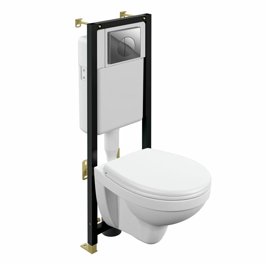 Унитаз с инсталляцией Cersanit Delfi S-SET-DEL/Black/TPL/Cg-w