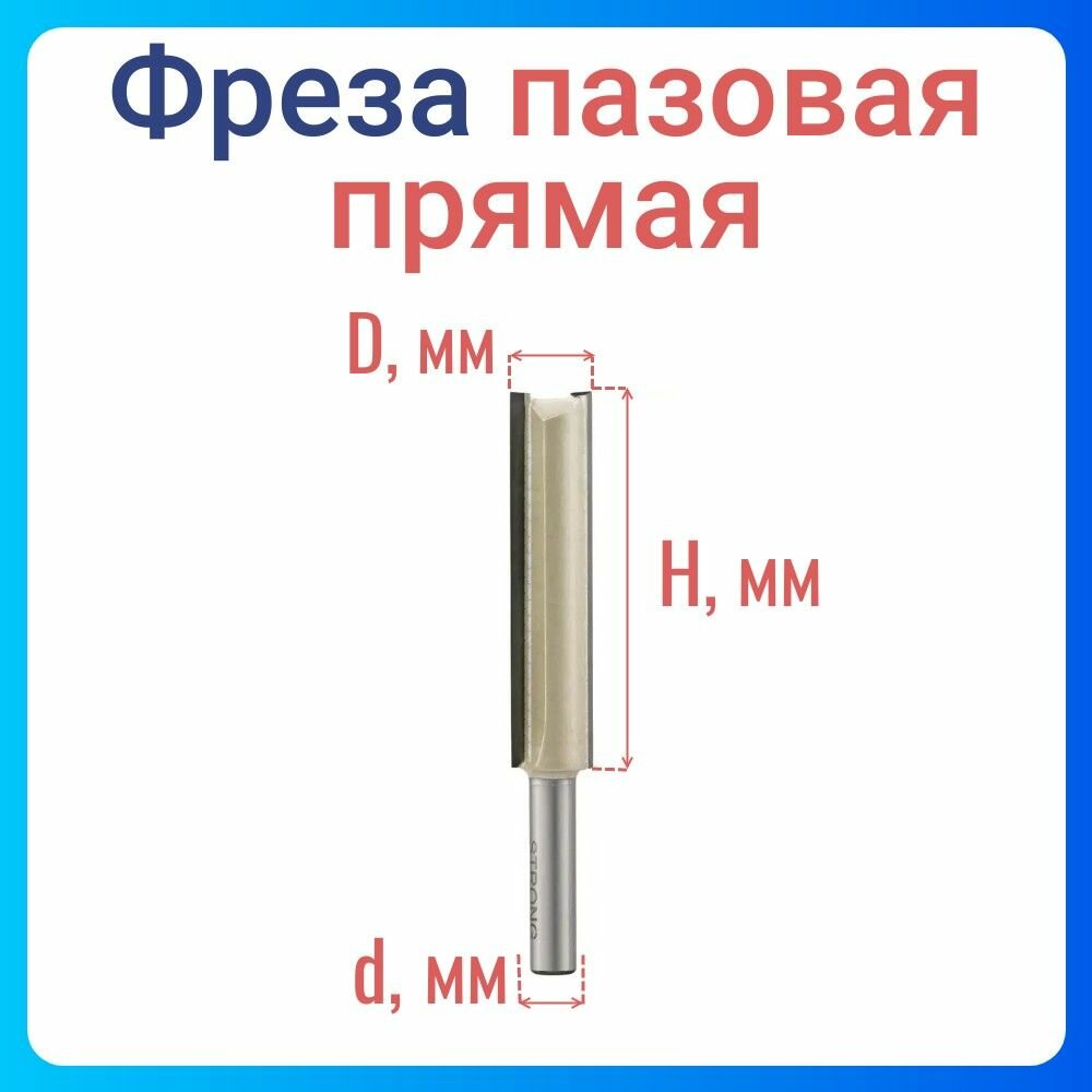 Фреза Standard Strong СТФ-1003 пазовая прямая D12хH50хd8хZ2 твердосплавный материал