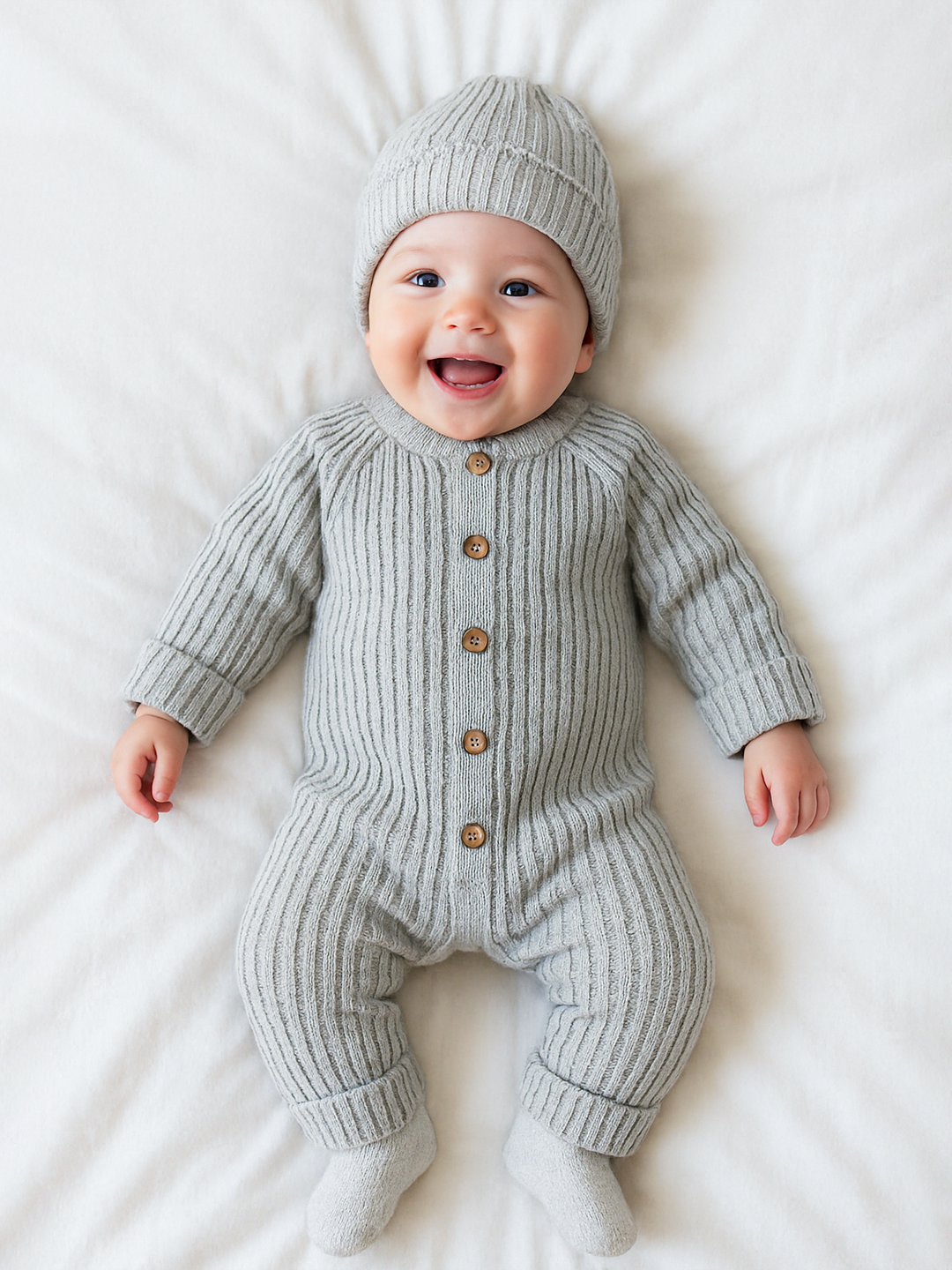 Комбинезон Gunesh Line Textile Линейка, открытая стопа, размер 0-6 мес, серый меланж/белый