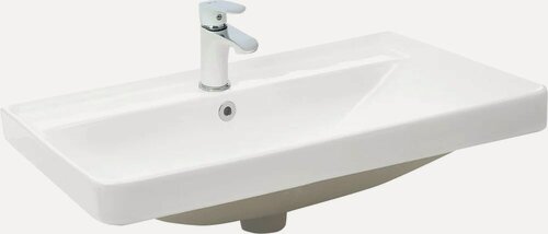 Изображение товара Раковина встраиваемая сверху Weltwasser WW Deilbach 10000004639 7608 80 полувстраиваемая, фаянсовая, раковина для ванной, белая, прямоугольная, со встроенным сливом-переливом