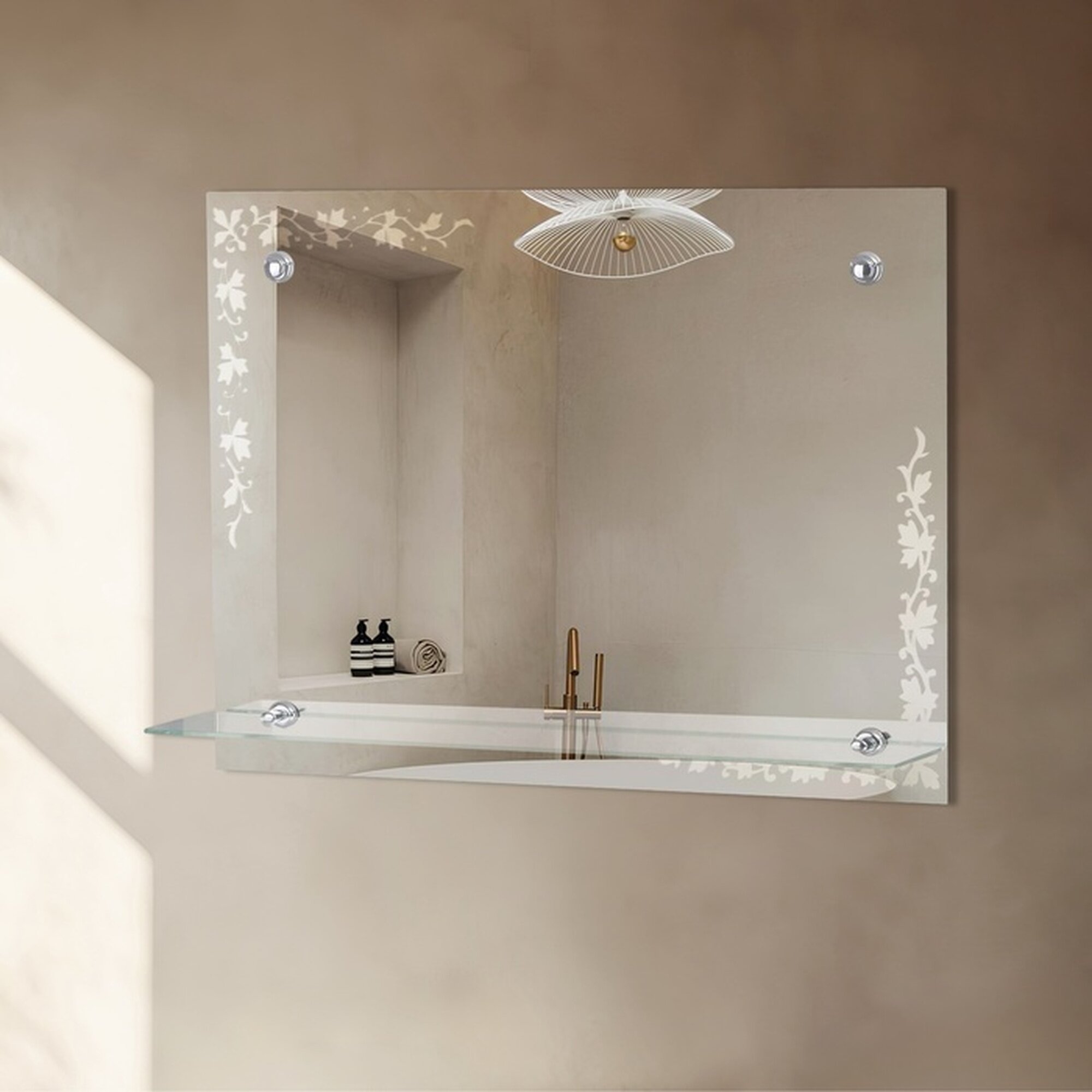 Зеркало настенное Сима-ленд с полочкой серебристое 60x45 см