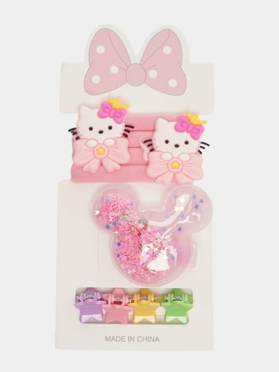 Набор четыре резинки + четыре маленких заколки и одна больщая заколка, набор для принцессы