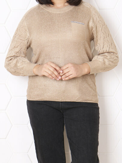 Пуловер размер One Size, , бежевый — фото 1