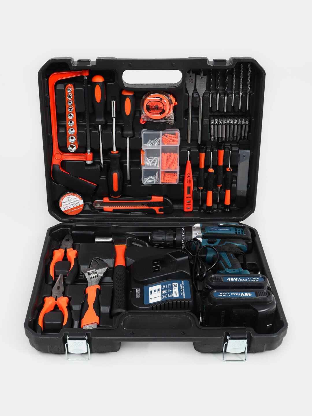 Aккумулятора ударный шуруповёрт комплект 2 аккум, 118 предметов, быстрая зарядка