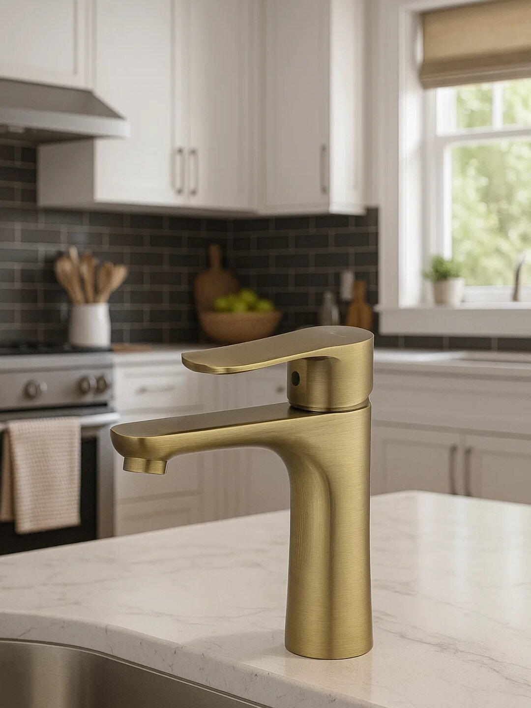 Смеситель для умывальника из латуни с гибкими шлангами и керамическим картриджем