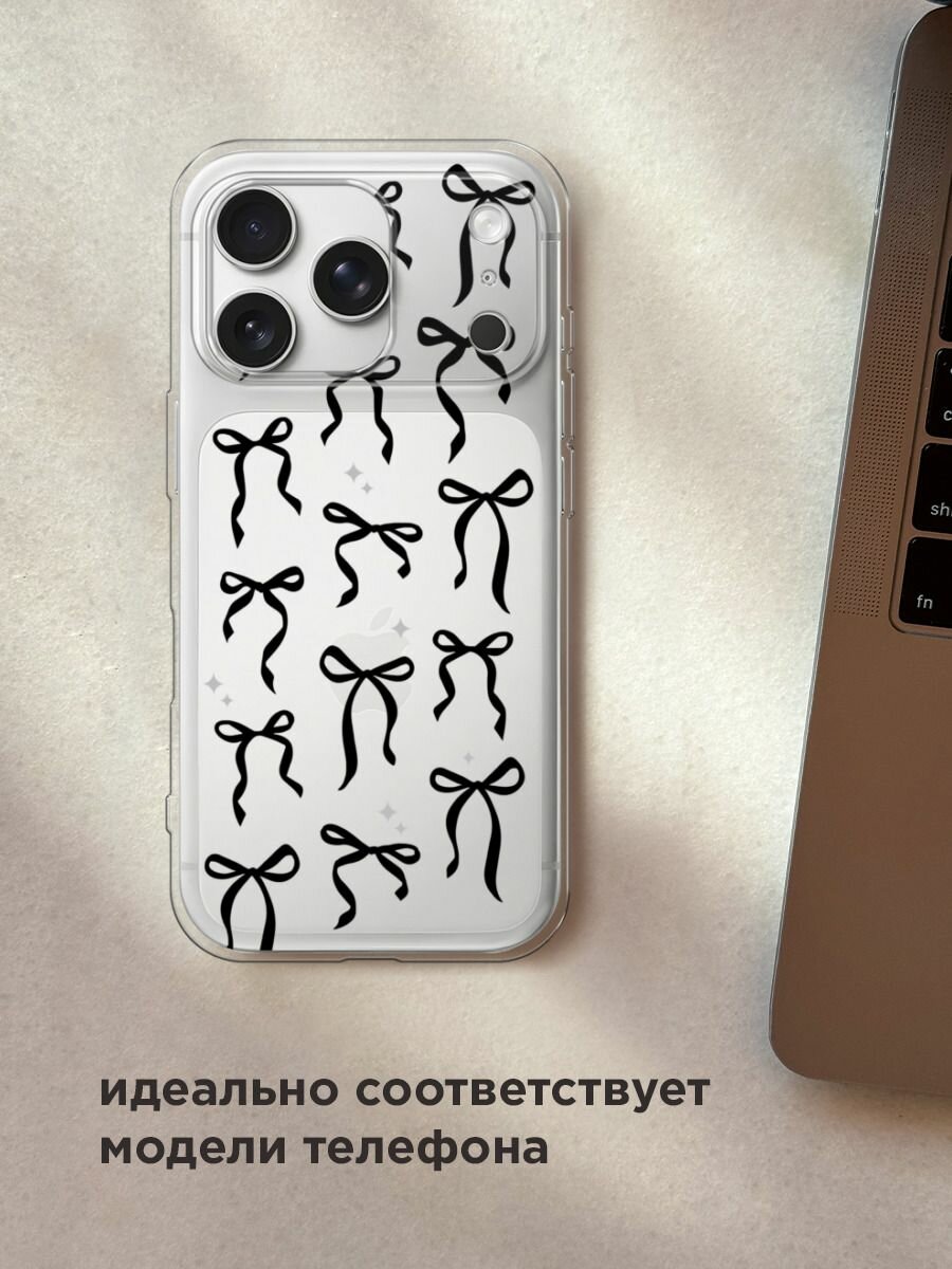 Чехол на Apple iPhone 17 Pro Max / Айфон 17 Про Макс с принтом "Black bows", прозрачный — фото 1