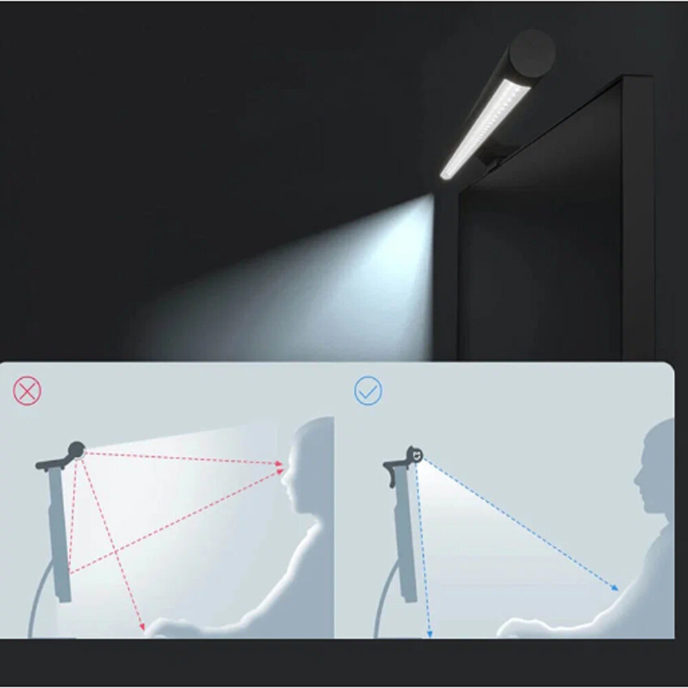 Лампы Для Мониторов Xiaomi Лампа светодиодная XIAOMI, Display Light Lamp, Mijia, на монитор, 5Вт, Ra 90, Wi-Fi , пульт, цвет: черный (MJGJD01YL)