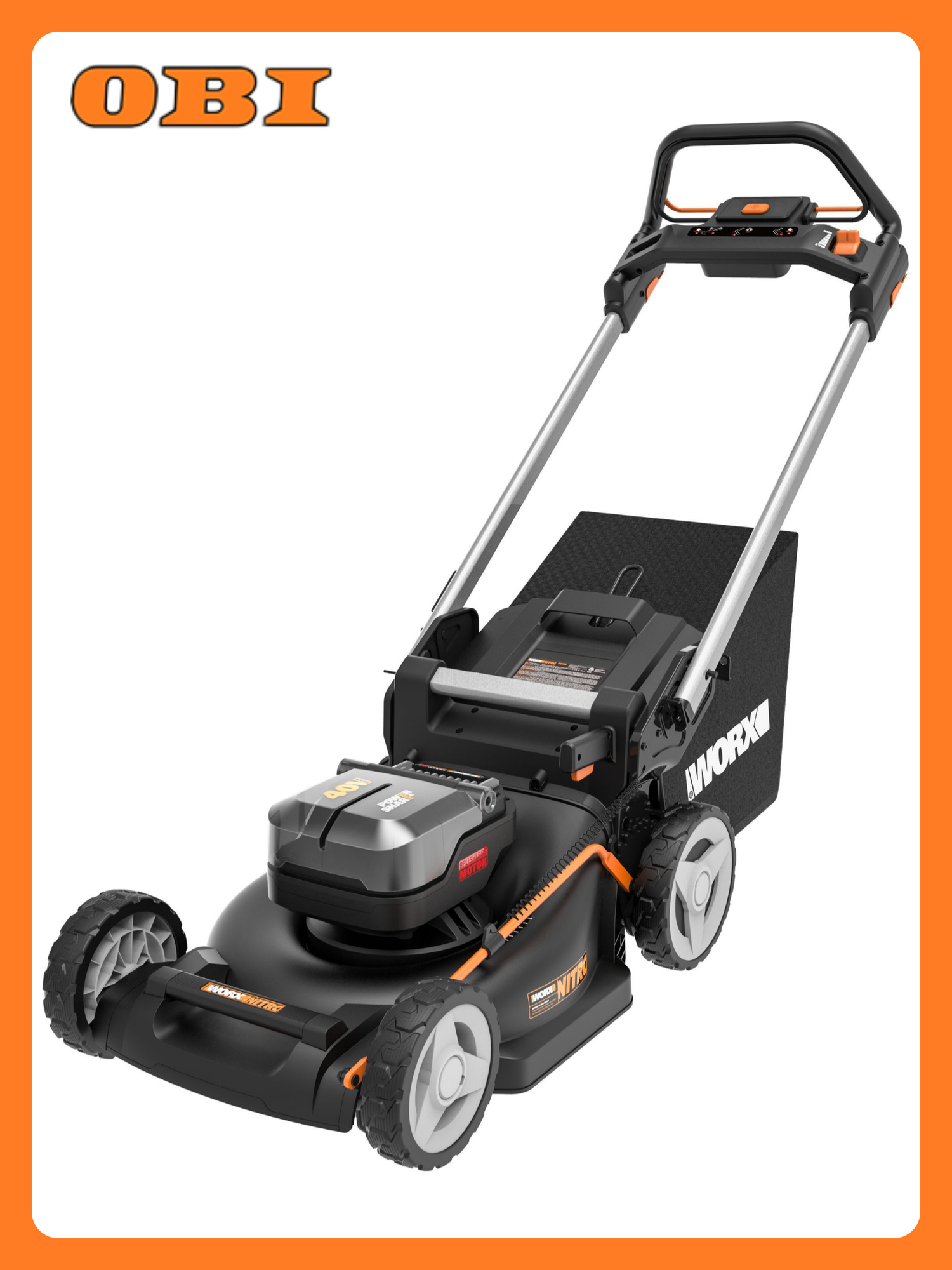 Газонокосилка аккумуляторная бесщёточная самоходная Worx Wg749e 40 В 46 см 2x4 Ач АКБ и ЗУ в комплекте
