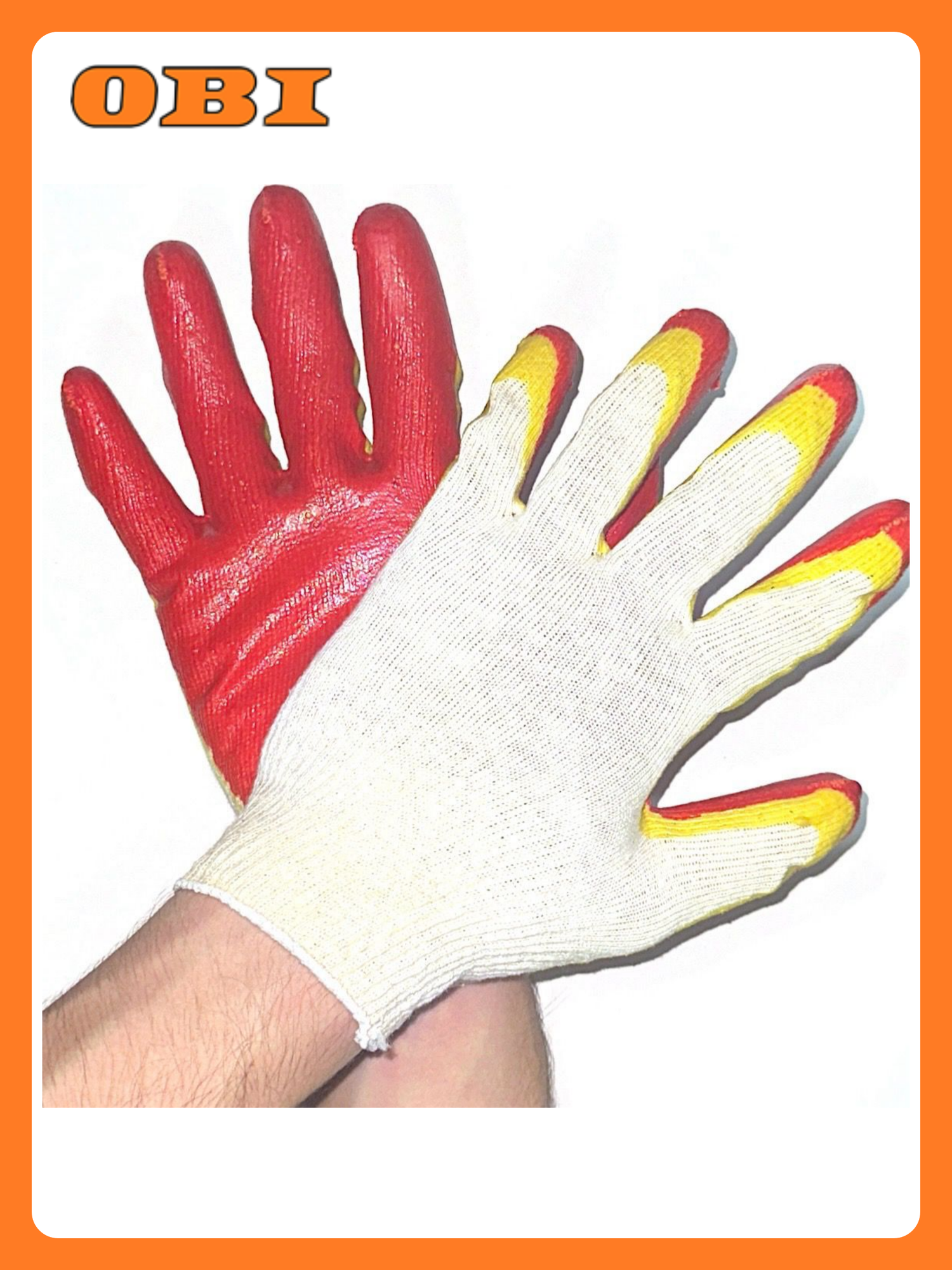 Перчатки рабочие двойной латексный облив красный 1 пара