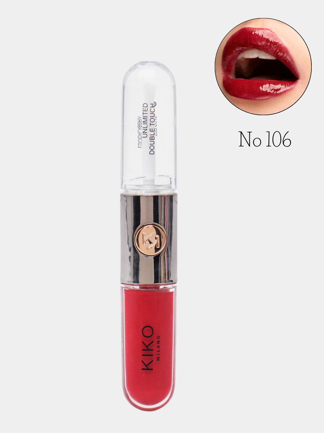 Блеск помада для губ Kiko 106, жидкий, смягчающий и сияющий, эффектом 3D, 2 в 1, двусторонняя