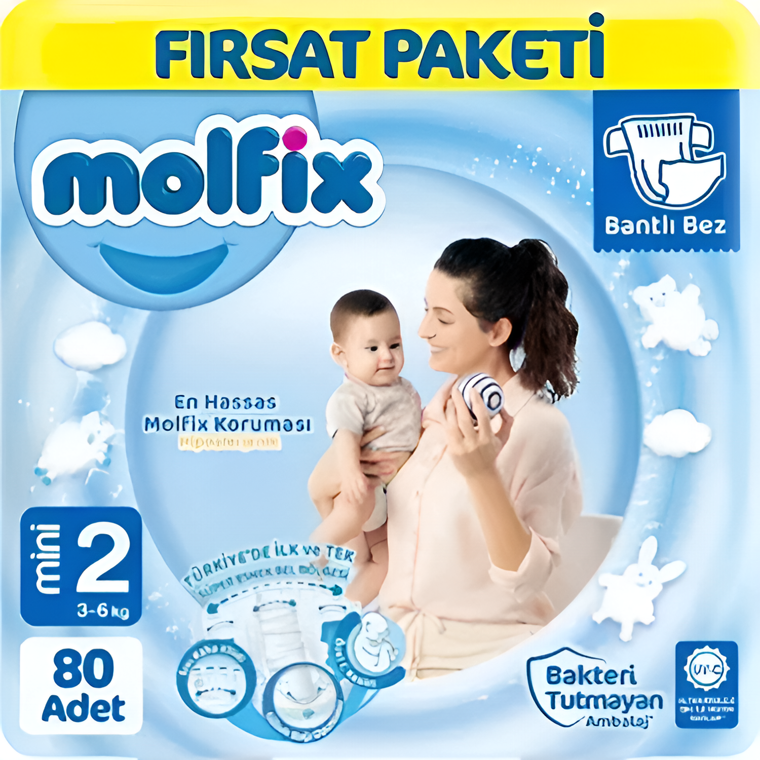 Детские подгузники Molfix , 2 размер, 3-6 кг , 80 штук Molfix