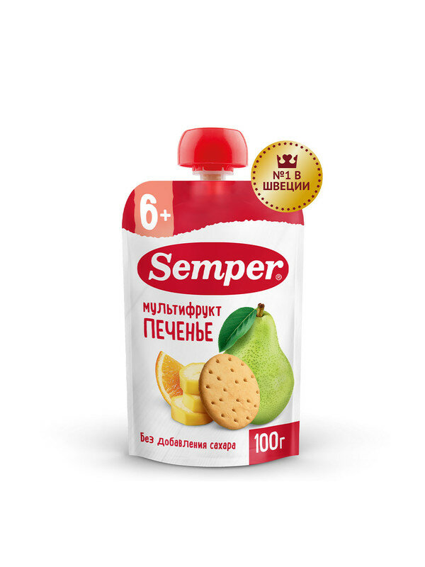 Semper фруктовое пюре "Мультифрукт с Печеньем" (100грx12)