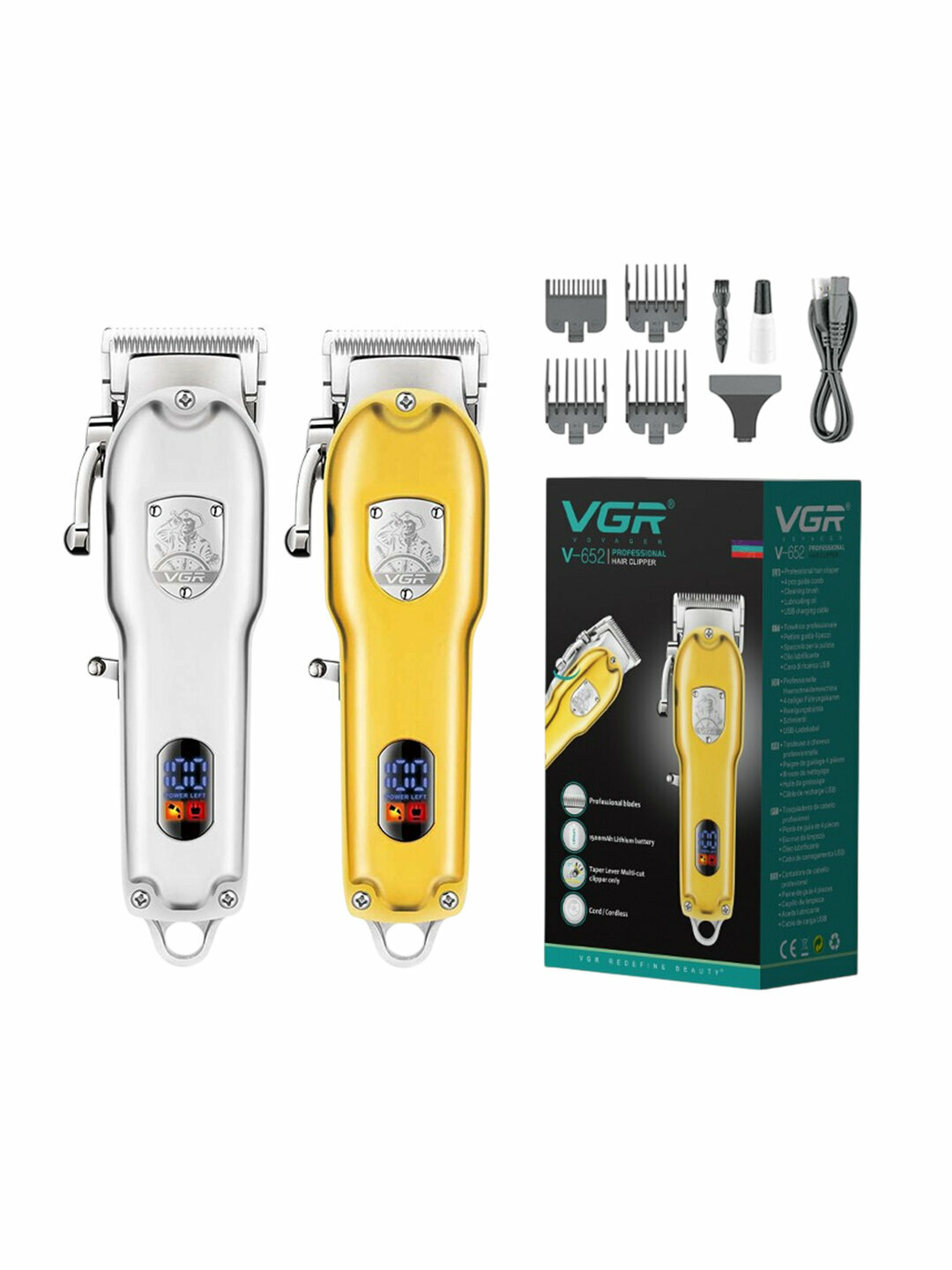 Машинка для стрижки VGR V-652, питание от USB, нержавеющая сталь